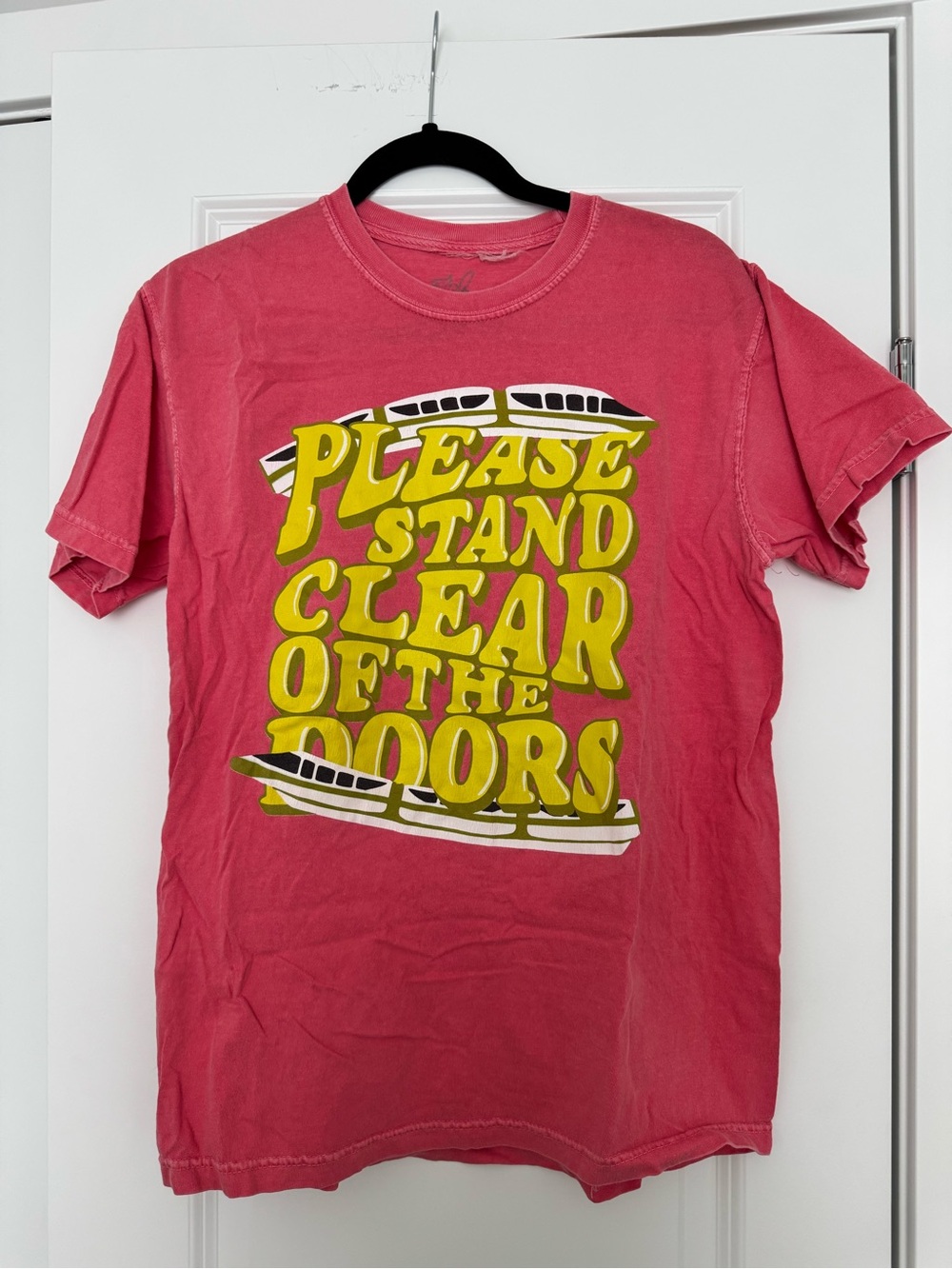 Please Stand Clear of the Doors Graphic Tee - Pink